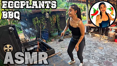 Asian Girl Cooking | Eggplant and Fish BBQ