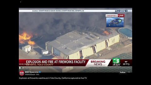 Fireworks warehouse catches fire and explodes on live TV — video is intense.