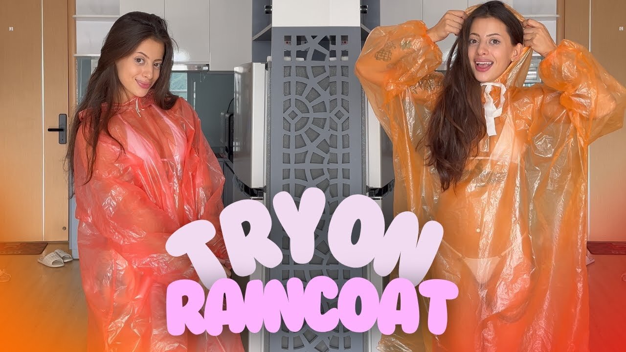 [4K USA] Red & Orange Raincoat Try-On Haul 2025
