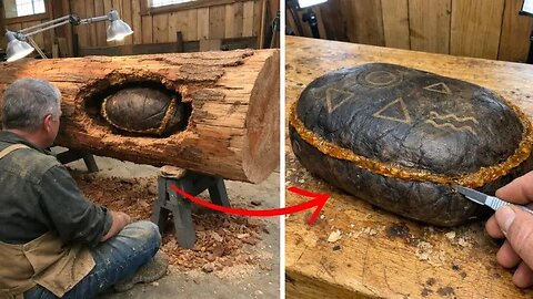 Wood Sculptor Finds a Leather Pouch in a Log