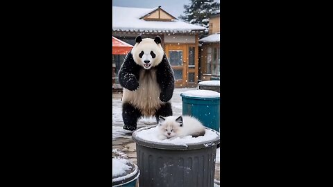 beautiful panda with Cat 😍