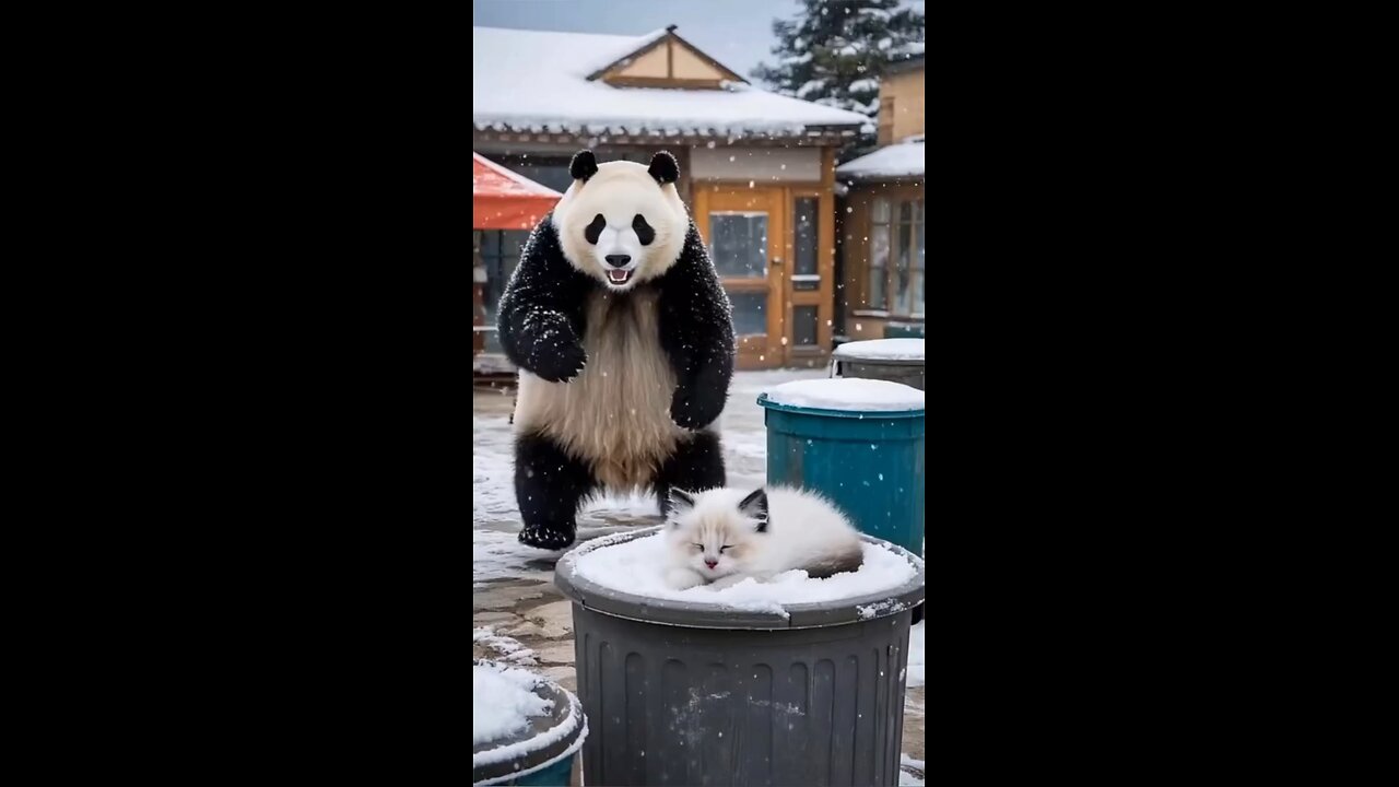 beautiful panda with Cat 😍