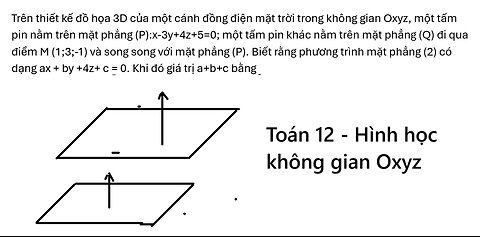 Toán 12: Trên thiết kế đồ họa 3D của một cánh đồng điện mặt trời trong không gian Oxyz,