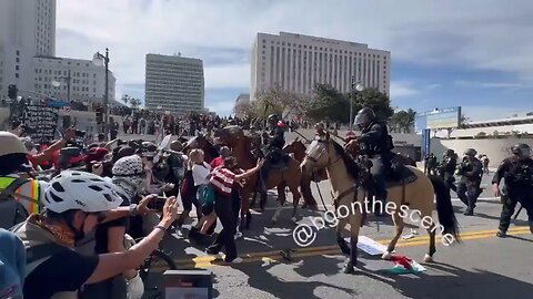 Mounted Police Officer Charges Through Crowd of Protesters in Los Angeles