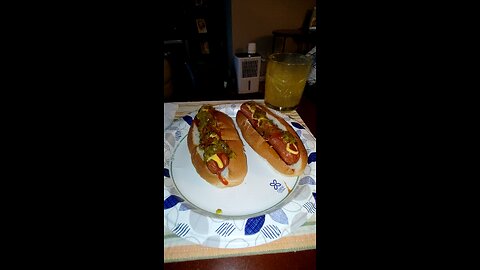 Eating Hebrew National Jumbo Beef Franks, Dbn, MI, 7/4/25