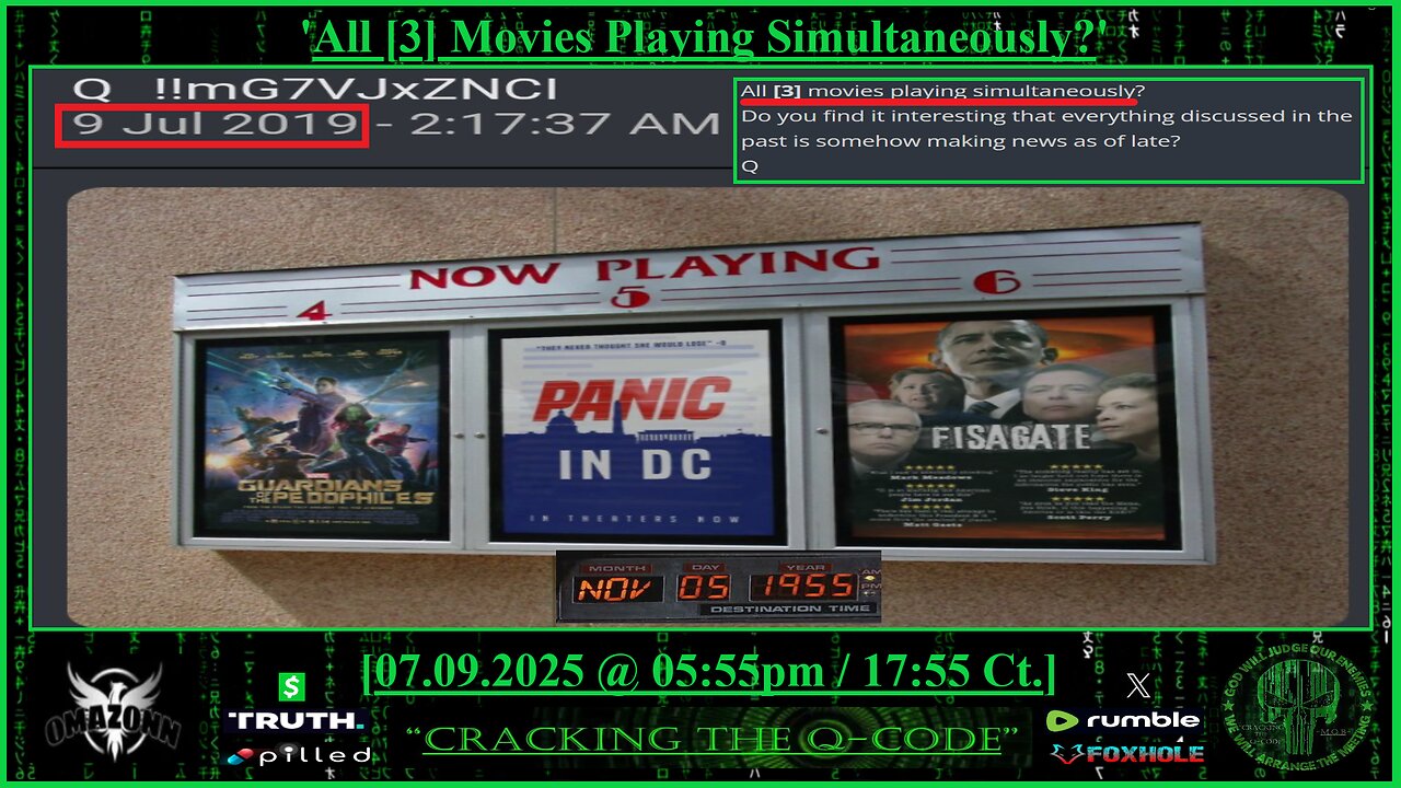 "CRACKING THE Q-CODE" ~ 'All [3] Movies Playing Simultaneously?'