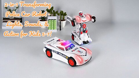 2-in-1 Transforming Police Car Robot - Lights, Sounds, & Action for Kids 5-7!