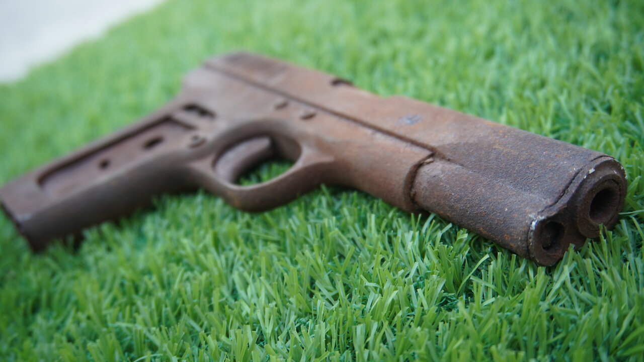 restoration old 30 bore rusty pistal
