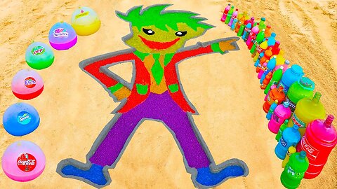 How to make Rainbow Joker Clown with Orbeez, Balloons of Fanta, Coca Cola, Mentos & Popular Sodas
