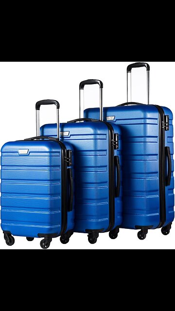 Coolife 3-Piece Lightweight Hardside Spinner Luggage Set with TSA Lock