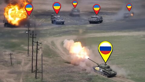 T-90 Tank Dominates Ukrainian Convoy: Brutal One-Sided Battle Caught on Camera