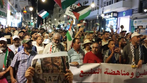 مسيرة احتجاجية منددة بإستمرار العدوان والتجويع والحصار على الشعب الفلسطيني طنجة 27 07 2025 قاطع