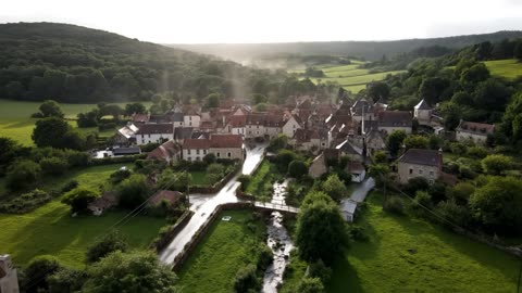 the beautifull vilage in rain