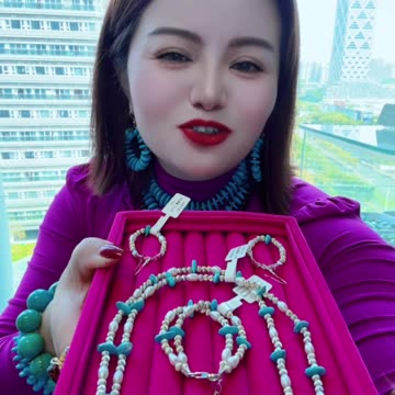 250619-12 Turquoise & Pearl Set: Deep-Sea Dreams Around the Neck and Wrist