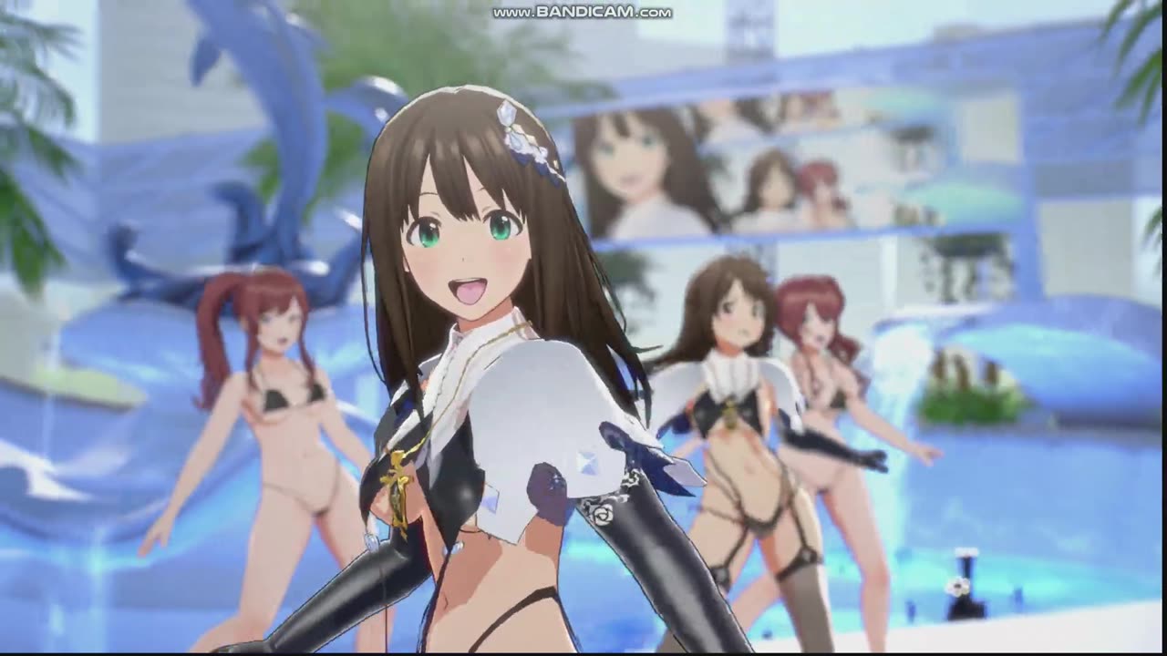 A group of idols dressed in Sexy Idol Clothes dancing in pool,song called ハッピー☆ラッキー☆ジェットマシーン
