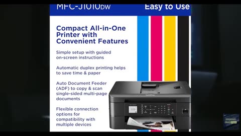 Brother MFC-J1010DW Wireless Color Inkjet All-in-One Printer, Duplex Printing, M