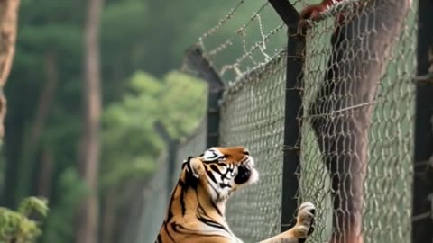 THRILLING TIGER CHASES MAN OVER FENCE IN INDIAN WILDERNESS! 🐅📸