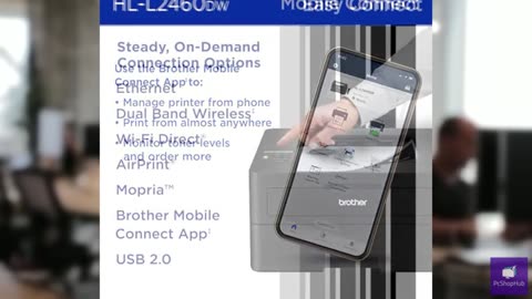 Brother HL-L2460DW Wireless Compact Monochrome Laser Printer with Duplex, Mobile