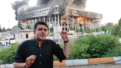 Footage shows the aftermath of the Israeli airstrike on Iran's state broadcaster building in Tehran.