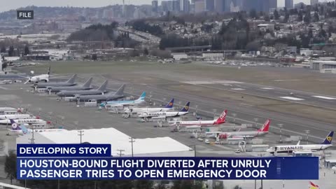 Unruly plane passenger tried to open emergency door, officials say
