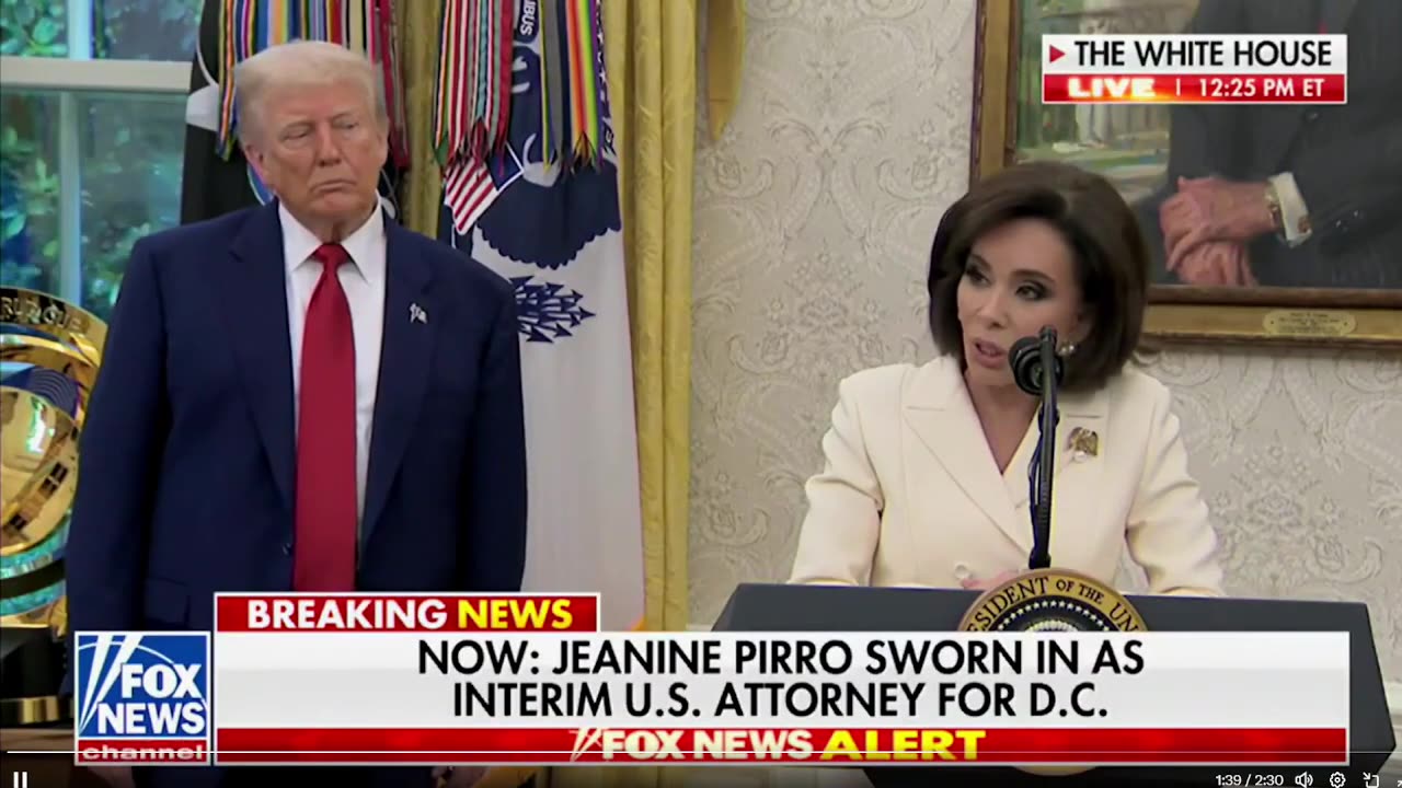 Thẩm phán Jeanine Pirro đã tuyên thệ nháºm chức Luáºt sư Hoa Kỳ Lâm thá»i cho DC