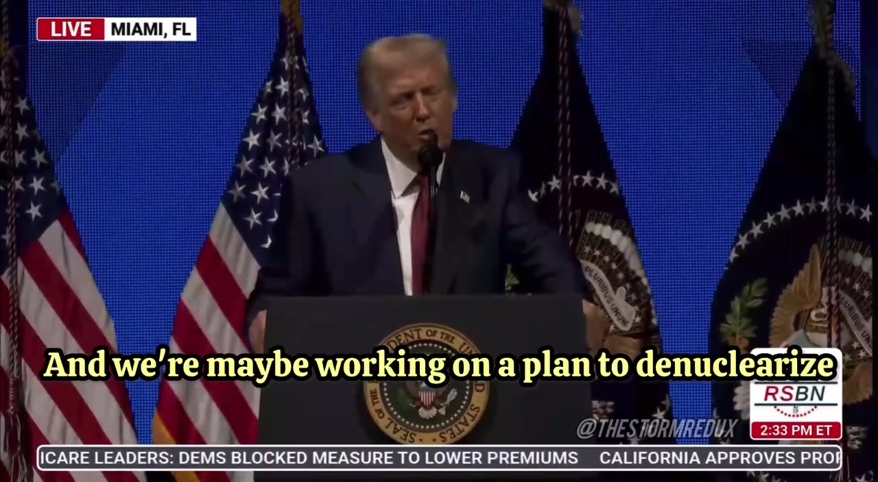 Trump just said that he is working on a plan with China & Russia to denuclearize