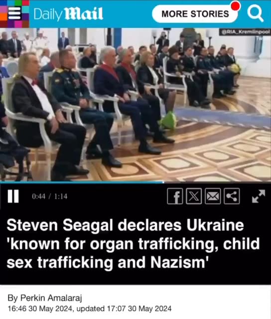 Stephen Seagal declares Ukraine known for child sex trafficking, organ harvesting'''