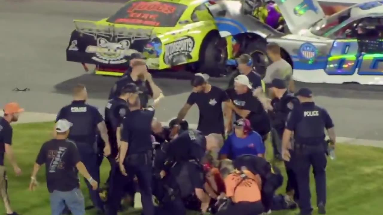 NASCAR drivers purposely crash, then fight, police forced to break up