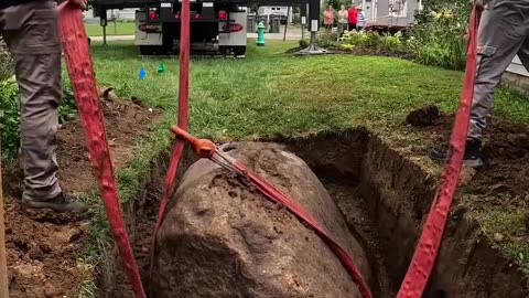 The process of removing a giant boulder is more challenging than you would think! 🪨 👀