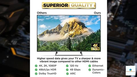 PowerBear 4K HDMI Cable 10 ft | High Speed Hdmi Cables, Braided Nylon & Gold Connectors, 4
