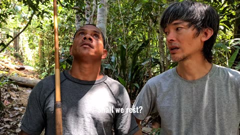 Making a loincloth because blowpipe hunting in the jungle is hot