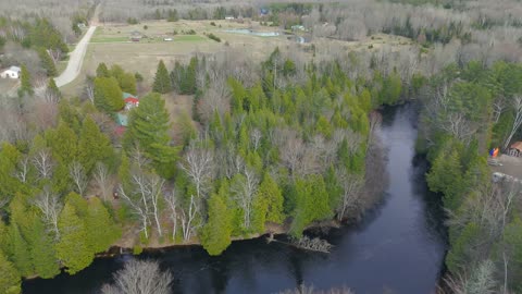 High Water on the Manistique River in Germfask, Michigan. 4K