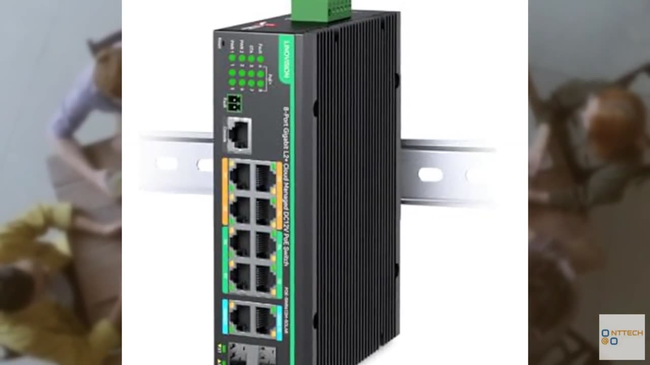 LINOVISION Industrial 12 Ports L2+ Cloud Managed PoE Switch with DC8~57V Redunda