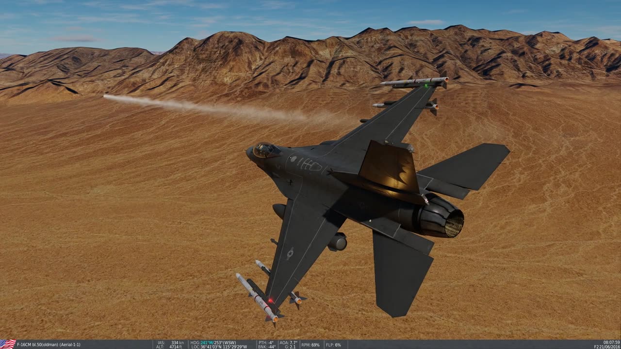 Gun kill on a Sidewinder wounded Mig23