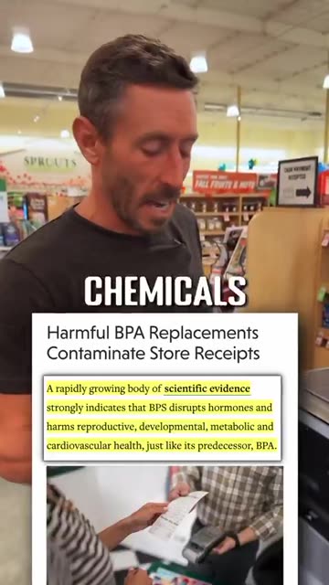 Dr. Paul Saladino warns that thermal paper receipts are coated with BPA and BPS—