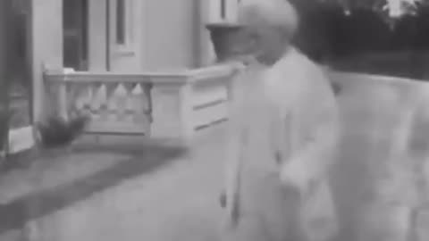 Sole existing film of Mark Twain, by Thomas Edison in 1909 at Twain's residence in Connecticut.