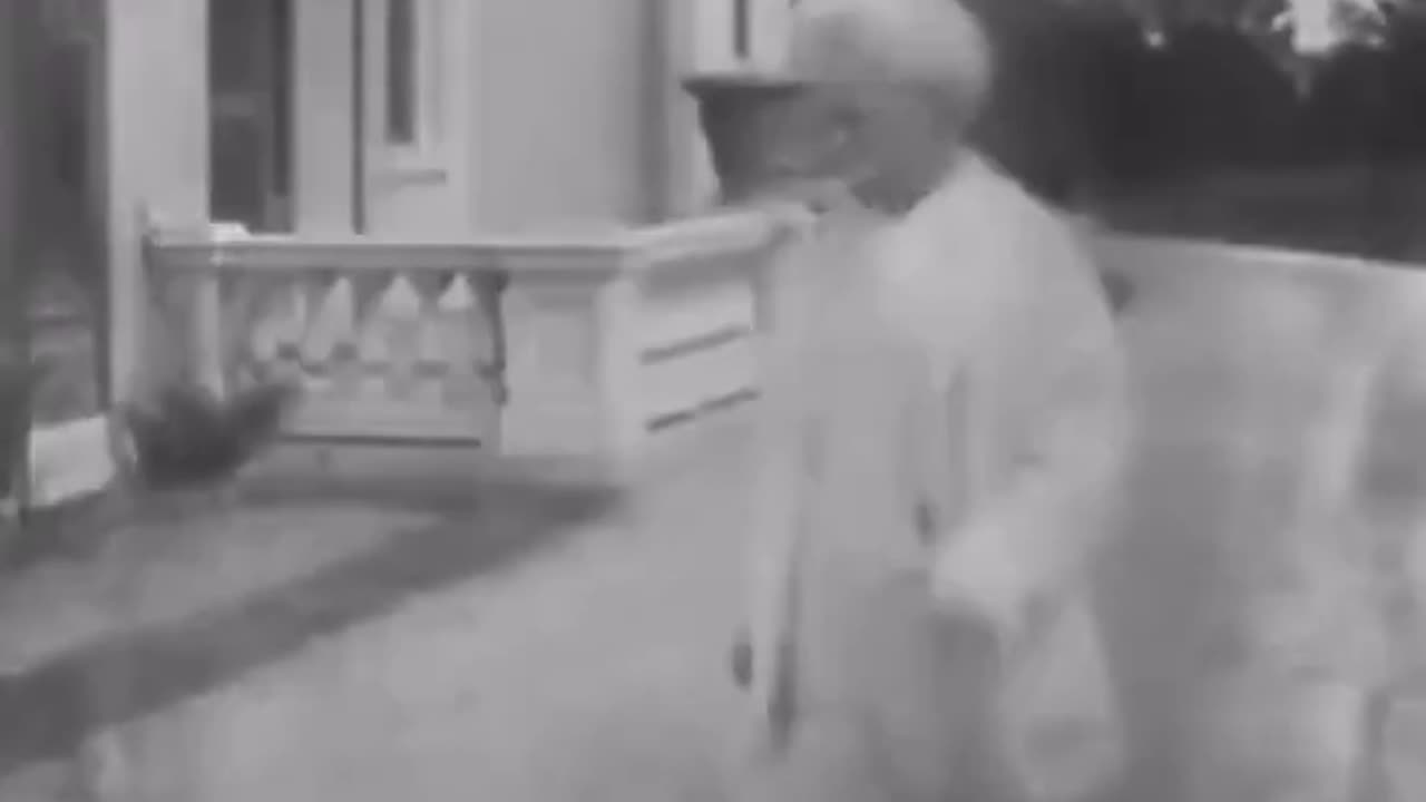 Sole existing film of Mark Twain, by Thomas Edison in 1909 at Twain's residence in Connecticut.