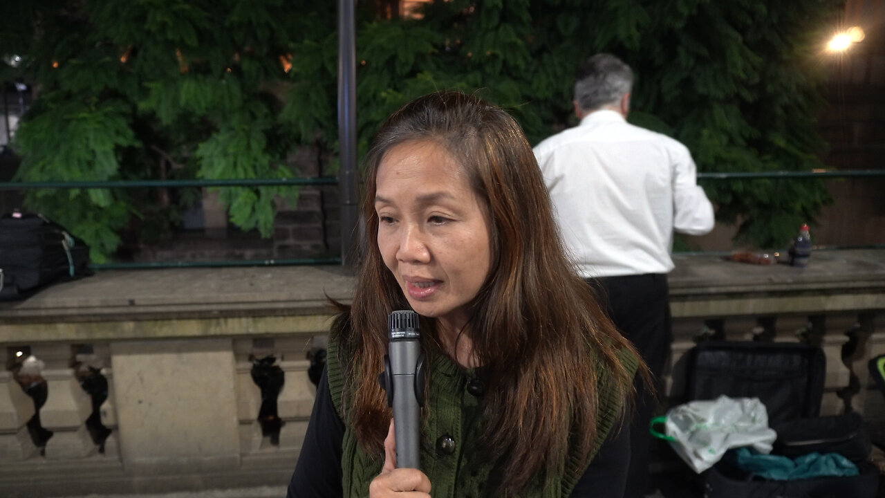 Dr My Le Trinh (suspended) speaking at Sydney Town Hall, 18-Apr-2025