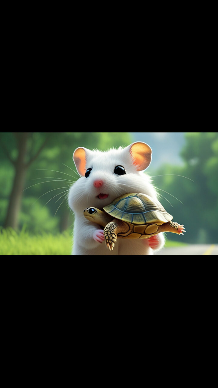 A little hamster floating in the middle of a heavy rainstorm # ...