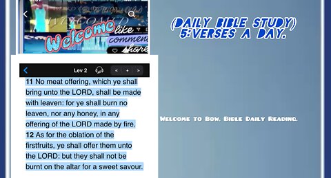 Leviticus BOOK OF LEVITICUS CHAPTER 2: KJV) Good Morning ☀️