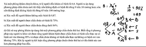 Tại một phòng khám chuyên khoa, tỉ lệ người đến khám có bệnh là 0,8. Người ta áp