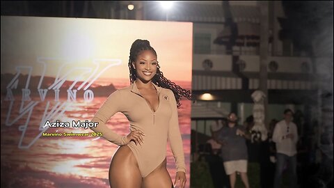 Fashion Model Aziza Major A Closer Look at a Marvino Creation at Miami swimwear 2025.