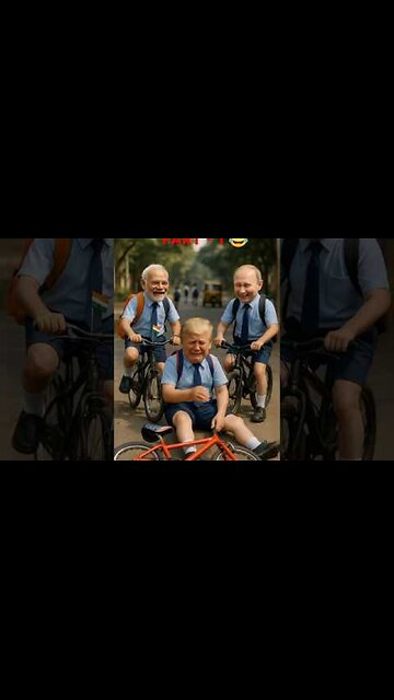 🚴‍♂️😂 Trump Falls Off Bicycle While Modi & Putin Laugh | Nostalgic Moment 🇺🇸🇮🇳🇷🇺