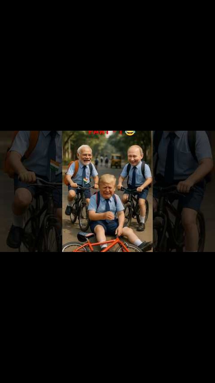🚴‍♂️😂 Trump Falls Off Bicycle While Modi & Putin Laugh | Nostalgic Moment 🇺🇸🇮🇳🇷🇺