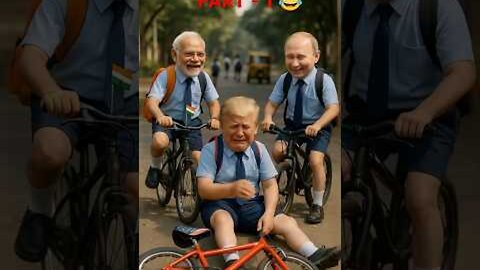 🚴‍♂️😂 Trump Falls Off Bicycle While Modi & Putin Laugh | Nostalgic Moment 🇺🇸🇮🇳🇷🇺 