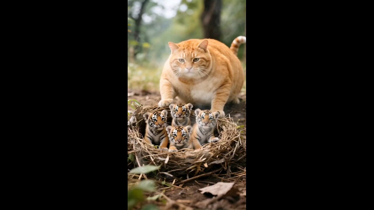 "AI Cat Raises 4 Tiger Cubs to Build a Jungle Army!"#AICat #TigerArmy #AnimalTwist #CatRaisesTigers