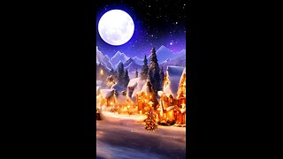 AS SNOWFLAKES GENTLY FALL ON A SERENE TOWN, THE MOON'S GLOW PEEKS THROUGH THE STARS #shorts