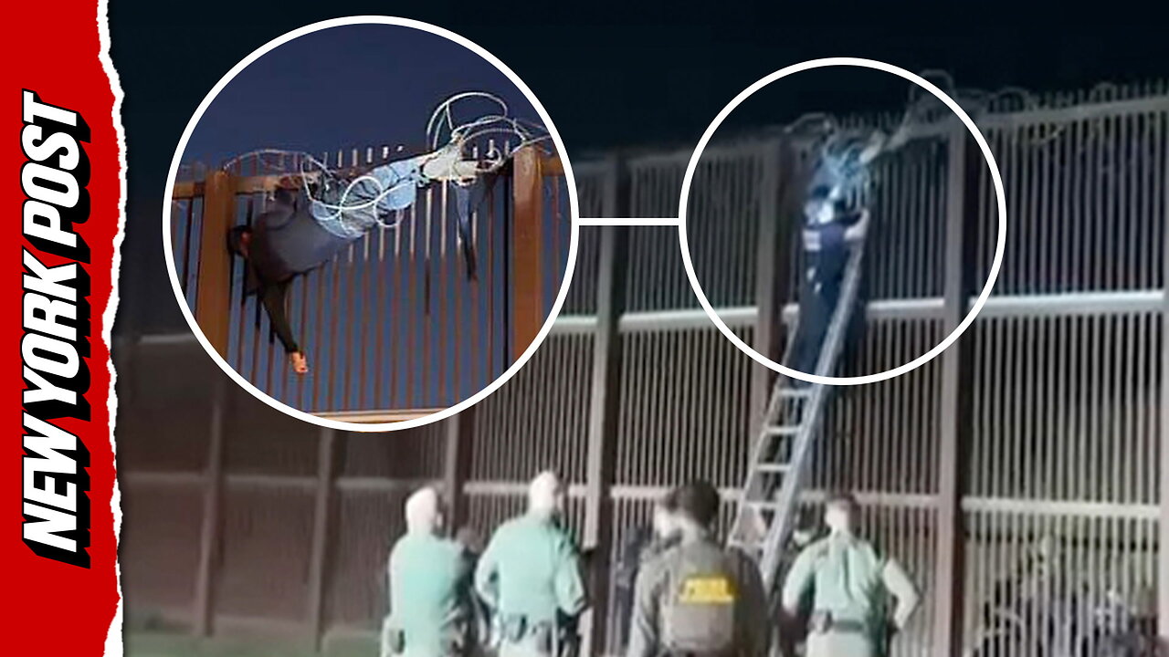 Illegal migrant caught tangled in razor wire while trying to scale US border fence