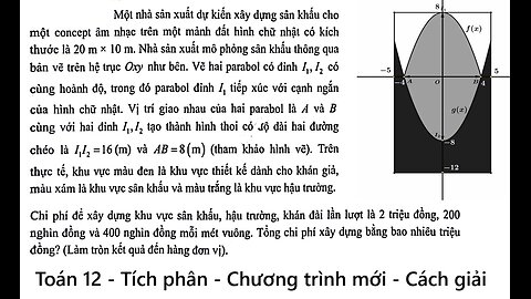 Toán 12: Một nhà sản xuất dự kiến xây dựng sân khẩu cho I_1 một concept âm nhạc trên một mảnh