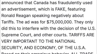 The Ronald Reagan Foundation has just announced that Canada has fraudulently used an advertisement